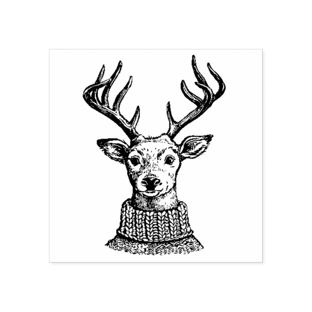 Sello De Caucho Cómic Deer con suéter (Impresión)