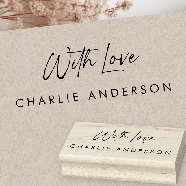 Sello De Caucho Con la firma del guión elegante de amor (With love elegant script signature rubber stamp)