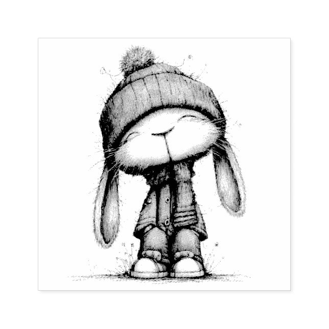 Sello De Caucho Conejitos adorables de Navidad (Impresión)
