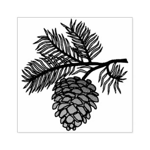 Sello De Caucho Cono de Pino y Rama