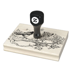 Sello De Caucho Conversación de la hada y del cuervo