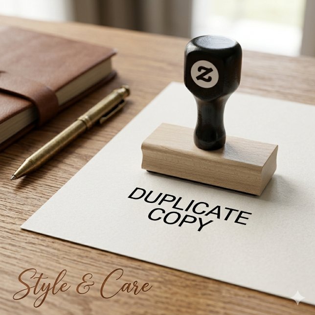 Sello De Caucho Copia duplicada personalizada de dos líneas (Two Line DUPLICATE COPY Personalized Rubber Stamp)