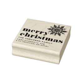 Sello De Caucho Copo de nieve y tipografía audaz Feliz Navidad