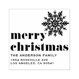 Sello De Caucho Copo de nieve y tipografía audaz Feliz Navidad