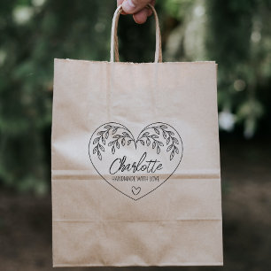 Sello De Caucho Corazón botánico lindo hecho a mano con amor, gran