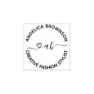 Sello De Caucho Corazón con letras manuscritas