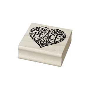 SELLO DE CAUCHO CORAZÓN DE LA PAZ NEGRO Y BLANCO