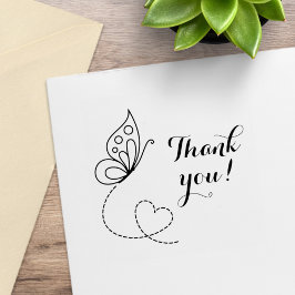 Sello De Caucho Corazón de Mariposa Gracias