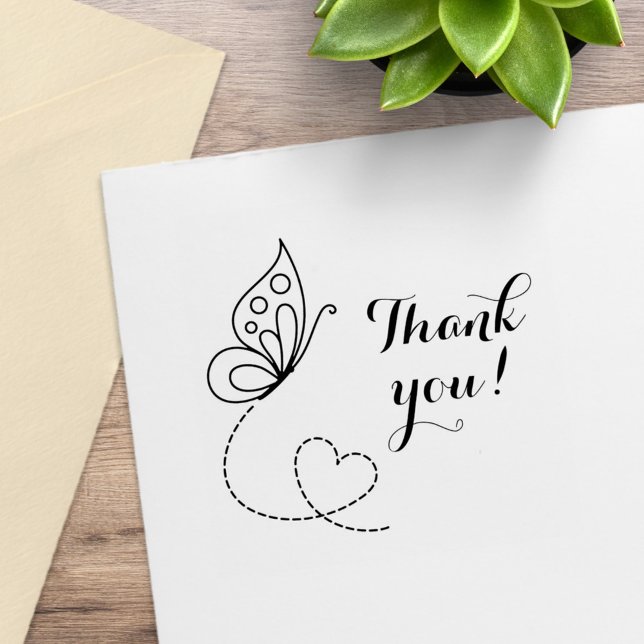 Sello De Caucho Corazón de Mariposa Gracias (Subido por el creador)