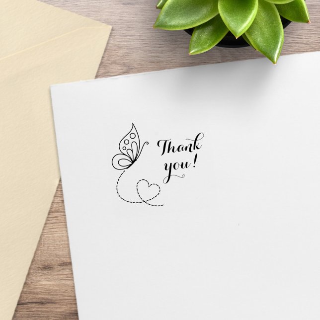 Sello De Caucho Corazón de mariposa Gracias 1x1 (Subido por el creador)