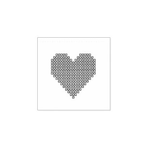 Sello De Caucho Corazón de píxel negro