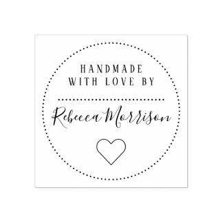 Sello De Caucho Corazón lindo | Script de nombre personalizado hec