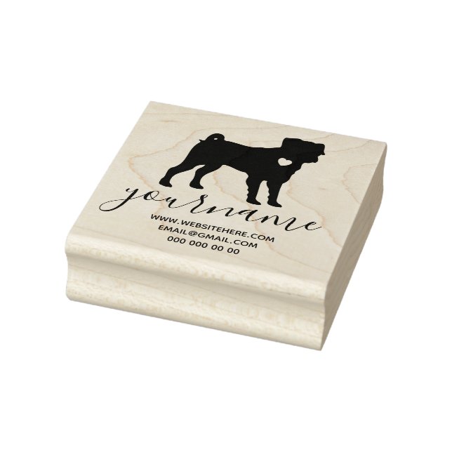 Sello De Caucho Corazón Perro Mops Pug (Sello)