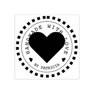 Sello De Caucho Corazón personalizado hecho a mano con nombre de a