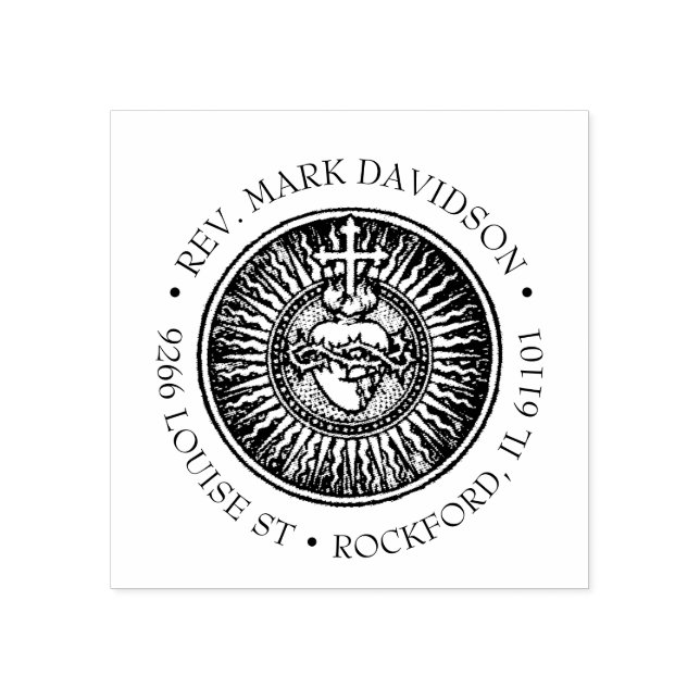 SELLO DE CAUCHO CORAZÓN SAGRADO DE NOMBRE PERSONALIZADO DE JESÚS (Impresión)