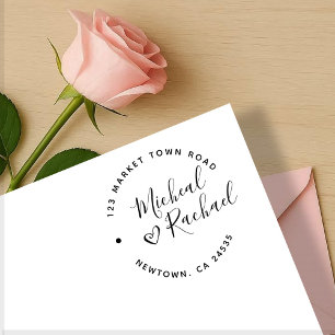 Sello De Caucho Corazón y elegante texto redondo de dirección de d