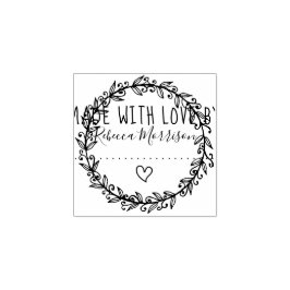 Sello De Caucho Corazón y guirnalda botánica | Personalizado Hecho