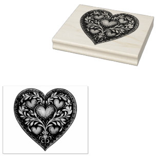 Sello De Caucho Corazones Artísticos: Corazones Gouache Valentine