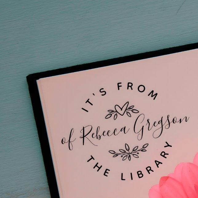 Sello De Caucho Corazones dibujados a mano y hojas 'de la bibliote (Subido por el creador)