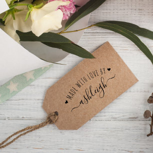 Sello De Caucho Corazones Dulces & Texto Hecho Con Amor   Nombre P