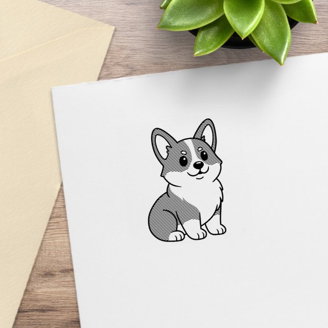Sello De Caucho Corgi adorable 1x1 (Subido por el creador)