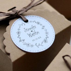 Sello De Caucho Corona de boda personalizada con dibujos florales 