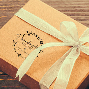 Sello De Caucho Corona de flores silvestres dibujada a mano Hecha 