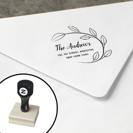 Sello De Caucho Corona de hojas elegante para familia