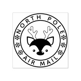 Sello De Caucho Cortar reno y copos de nieve Correo aéreo del Polo