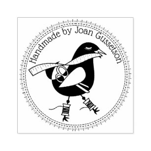 Sello De Caucho Costura del pájaro de la costurera hecha a mano