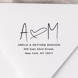 Sello De Caucho Couple Monogram Heart Address