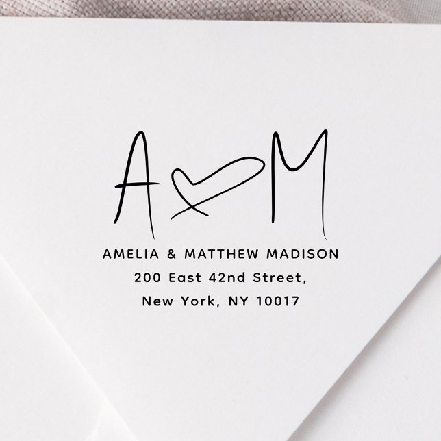 Sello De Caucho Couple Monogram Heart Address (Subido por el creador)