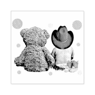 Sello De Caucho Cowboy Baby and Teddy Bear Baby Shower