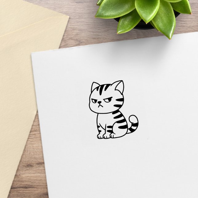 Sello De Caucho Cranky Tabby Cat 1x1 (Subido por el creador)