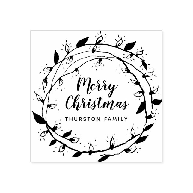 Sello De Caucho crea el tuyo propio | Merry Wreath | Personalizado (Impresión)