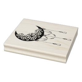 Sello De Caucho Crea tu propia silueta de boho leafy Moon