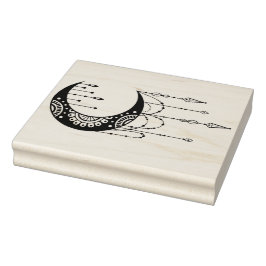 Sello De Caucho Crea tu propia silueta de luna de mandala boho