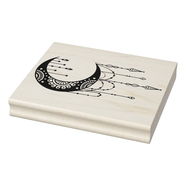 Sello De Caucho Crea tu propia silueta de luna de mandala boho (Sello)