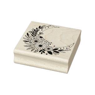Sello De Caucho Crea Tu Propio Crescent de Flor Celestial Lunar
