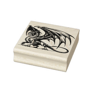 Sello De Caucho Crea tu propio dragón poderoso de pie