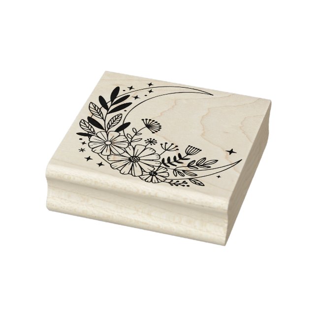 Sello De Caucho Crea Tu Propio Floral de Luna Creciente Boho (Sello)