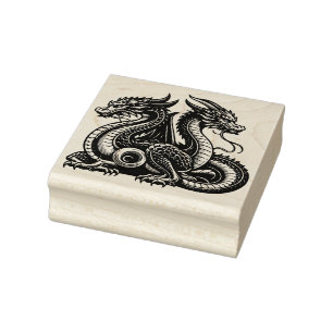 Sello De Caucho Crea tus propios dragones chinos dobles
