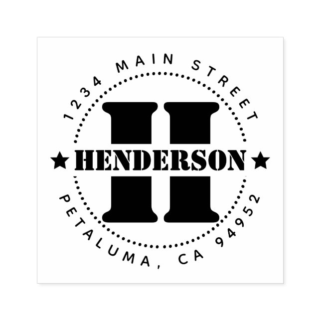 Sello De Caucho Crear dirección de devolución de carta de nombre d (Impresión)