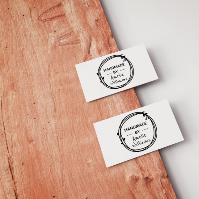 Sello De Caucho Crear su casero botánico rústico personalizado (Rustic Botanical Wreath Handmade With Love Custom Name stamp. Make your own business cards and tags!)