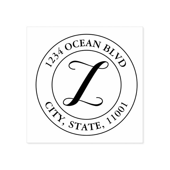 Sello De Caucho Crear su propia y elegante ronda de monogramas (Impresión)