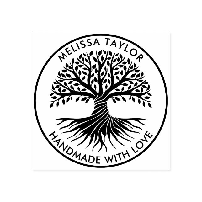 Sello De Caucho Crear su propio nombre de familia de árbol redondo (Impresión)