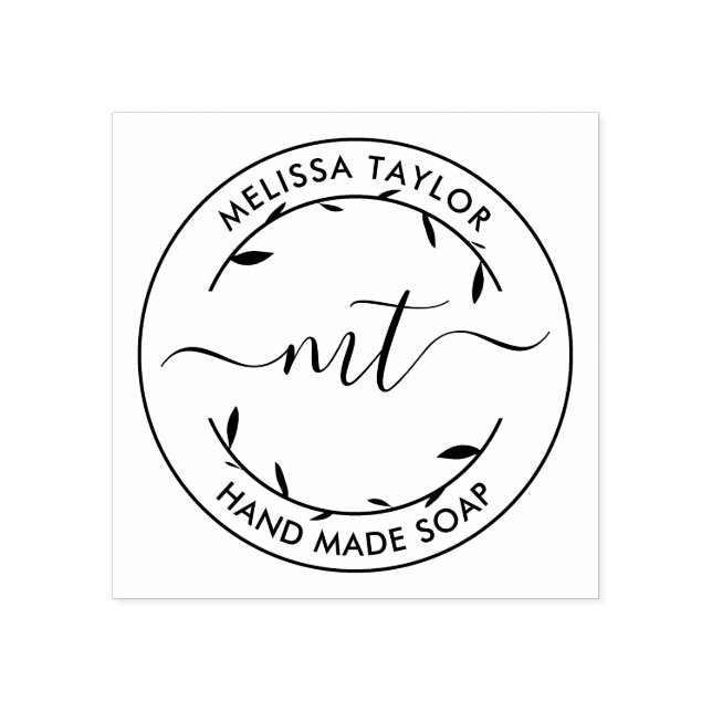 Sello De Caucho Crear sus propias iniciales de monograma redondead (Impresión)