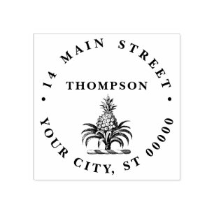 Sello De Caucho Crestón de Piña Heraldica Elegante Nombre Direcció