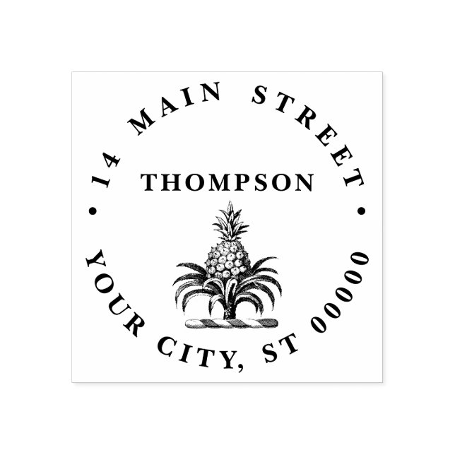 Sello De Caucho Crestón De Piña Heráldica Elegante Nombre Direcció (Impresión)