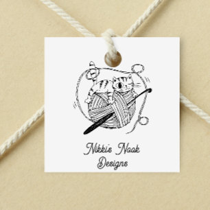 Sello De Caucho Crochet Crafter Cute Cat Logo Personalizado